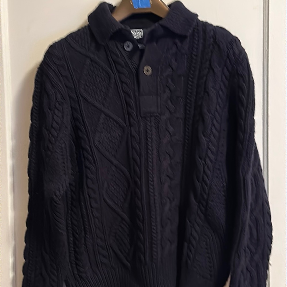 Men’s Polo  Cable Knit Sweater 80% Cotton and 20% Cashmere